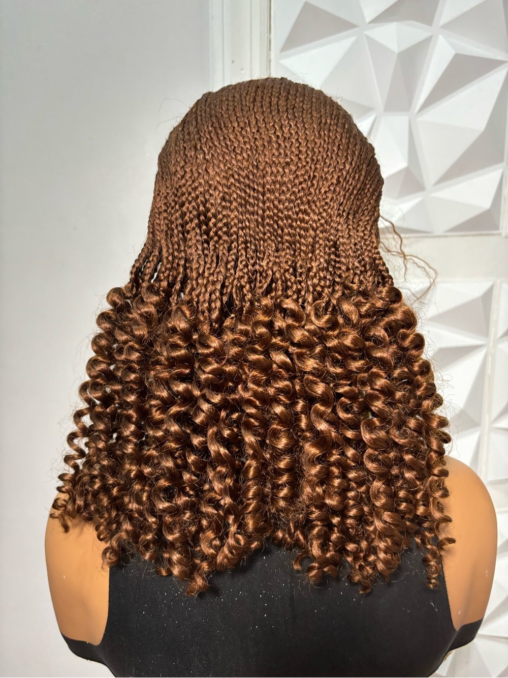 Handmade 14 Inch Full Lace Cornrow Braided Wig with Curly Ends and Baby Hair